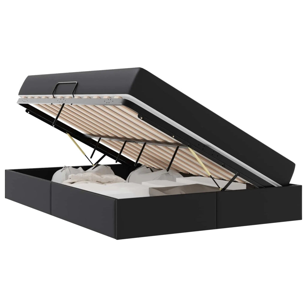 Letto con contenitore e materasso 2 pcs Nero Pelle 3399612