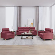 Set di Divani 3 pz con Cuscini Rosso Vino in Tessutocod mxl 107188