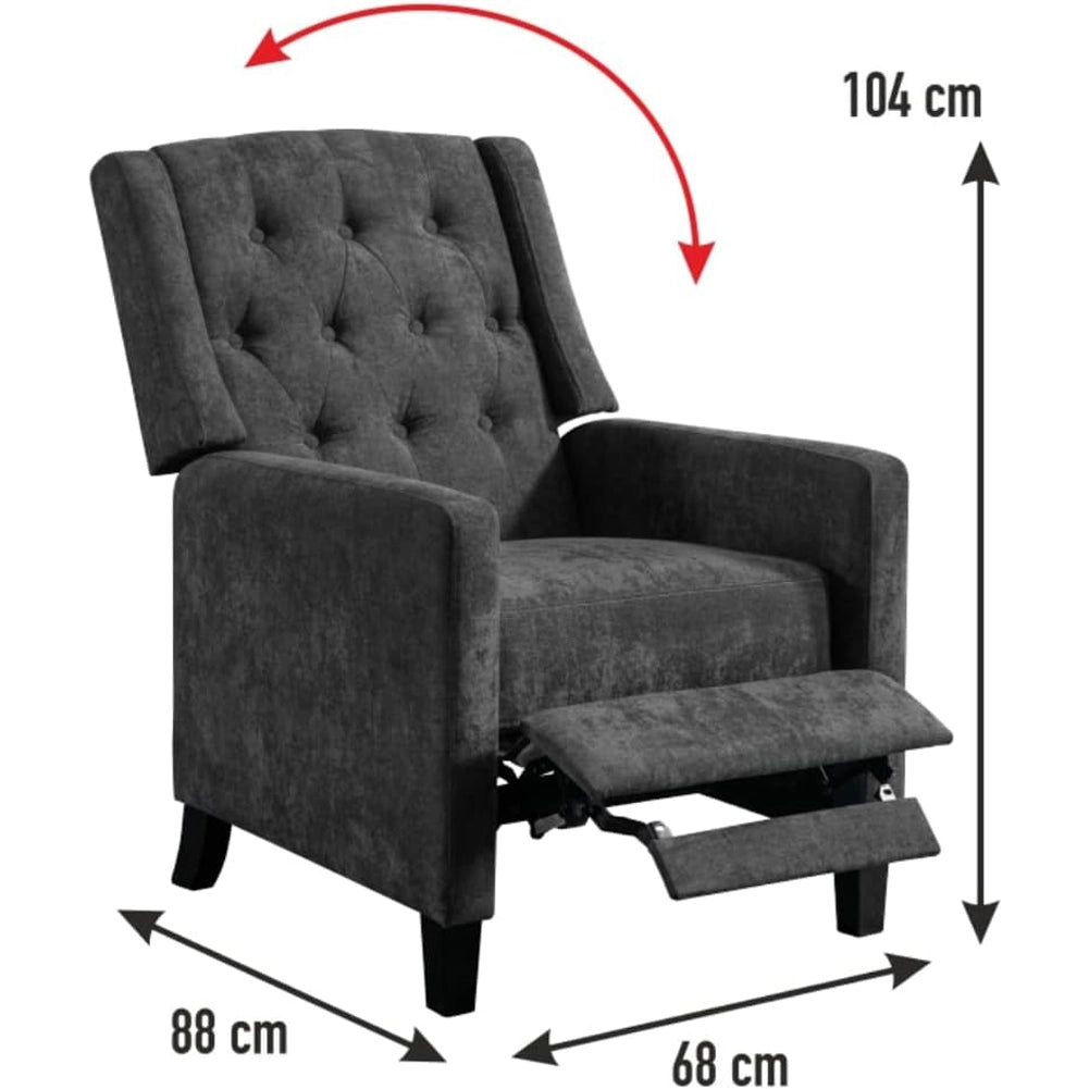 Poltrona Relax Reclinazione Manuale Poggiapiedi Poltroncina Deluxe Grigio Scuro