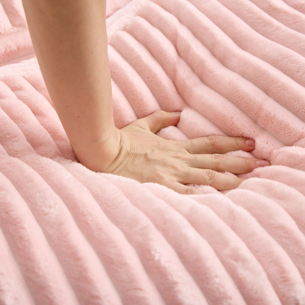 Poltrona relax rotonda con poggiapiedi e 5 cuscini in ciniglia rosa 168 × 123 × 63 cm