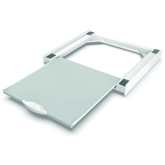 Meliconi Torre Pro L60 - KIT_ di sovrapposizione per lavatrice e asciugatrice, 60 x 55 cm, ripiano estraibile da 41 cm, portata max 250 kg, cinghia di sicurezza inclusa, Bianco