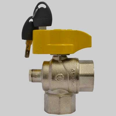 VALVOLA A SFERA SQUADRA CON PRESA PRESSIONE E CHIAVE  3/4 F x 3/4 F     F.I.V.