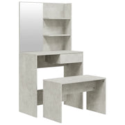 Set Tavolo da Toeletta | Tavolo da Trucco Grigio Cemento 74,5x40x141 cm