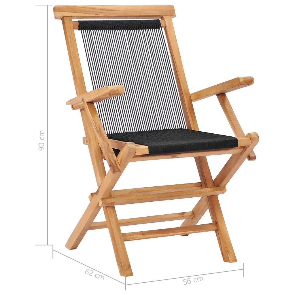 Sedie da Giardino Pieghevoli 2 pz | Sedie da Esterno Legno Massello di Teak e Corda