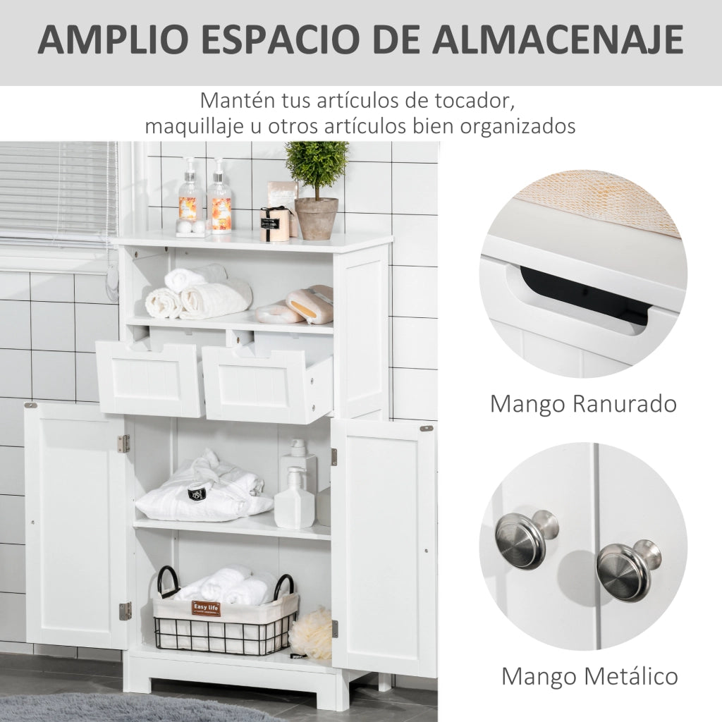 Armadio con 2 ante e 2 cassetti ¨C zephmum ¨C bianco 60x30x108,8 cm