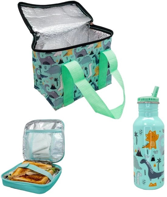 Set di picnic isolato + bottiglia leggera + sacchetto per sandwich Fih 1288 Dinosaurus