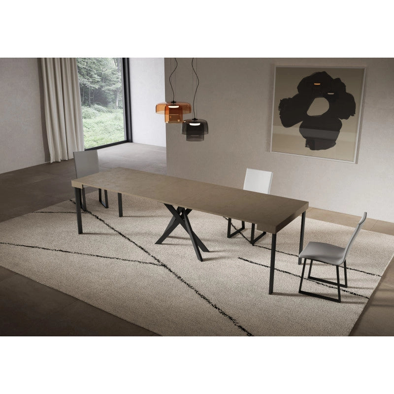 Consolle allungabile 90x40/300 cm Saki telaio Antracite - Tortora