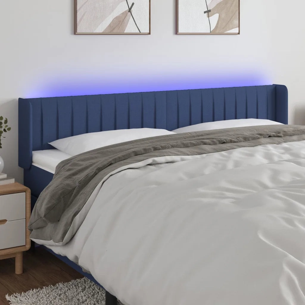 Testiera | Testata a LED Blu 203x16x78/88 cm in Tessuto