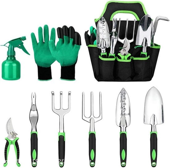 Set di attrezzi per giardinaggio - 9 pezzi - attrezzi per mano in acciaio inossidabile - regalo ideale