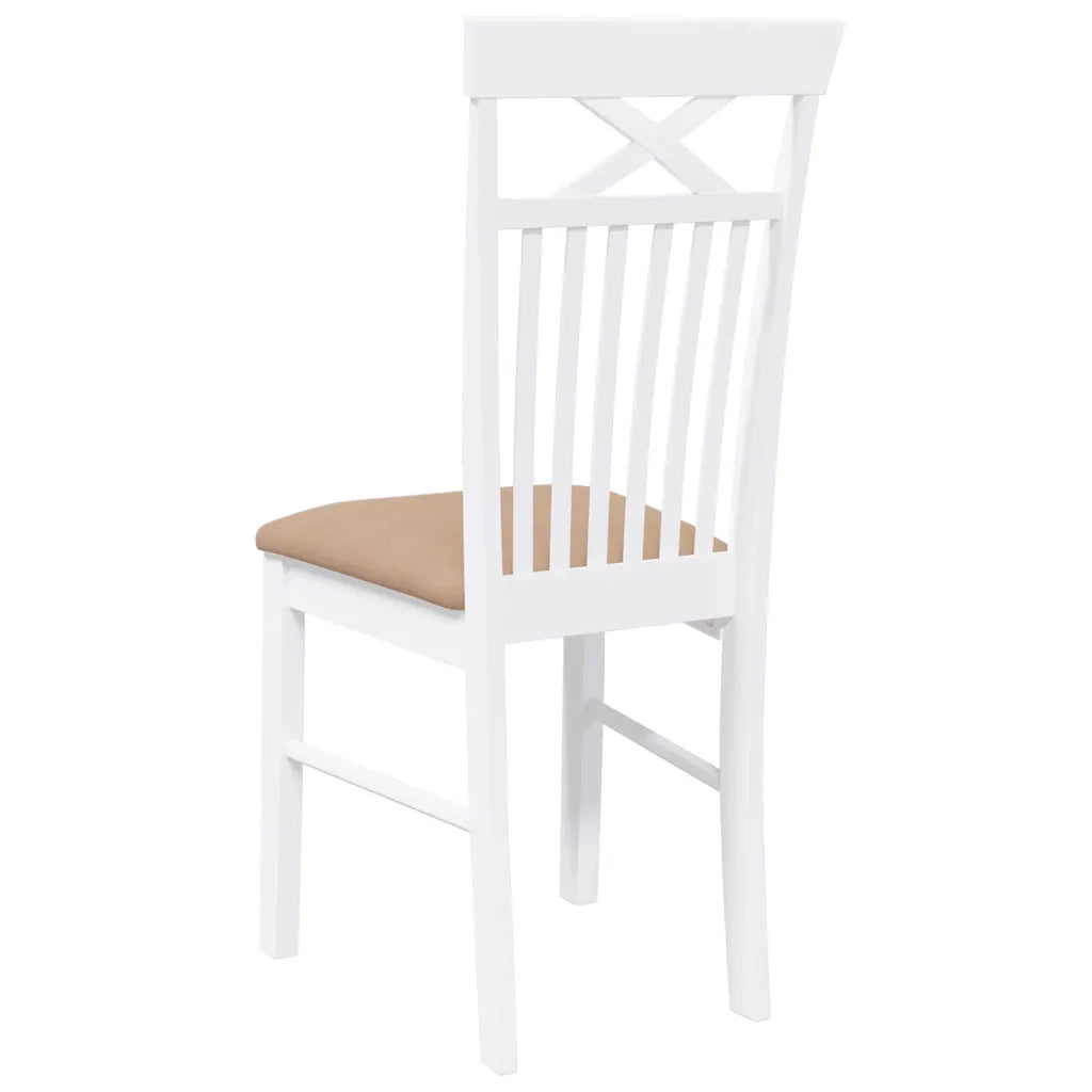 Sedie da Pranzo con Cuscini 2 pz Bianco Legno Massello di Hevea