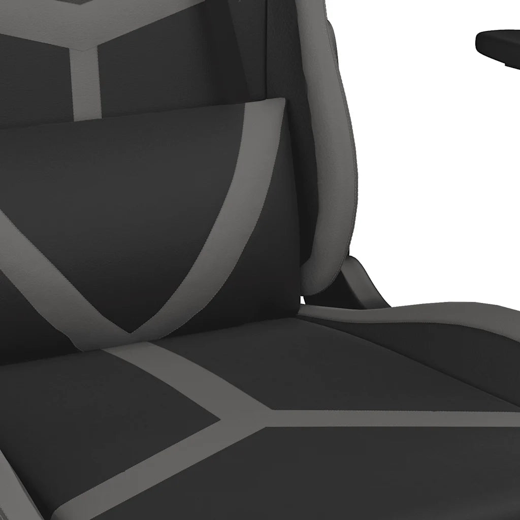 Sedia da Gaming Massaggio Poggiapiedi Nero e Grigio Similpelle cod mxl 58629