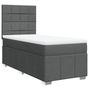 Letto singolo | Letto per adulti | Giroletto a Molle con Materasso Grigio Scuro 90x200 cm Tessuto