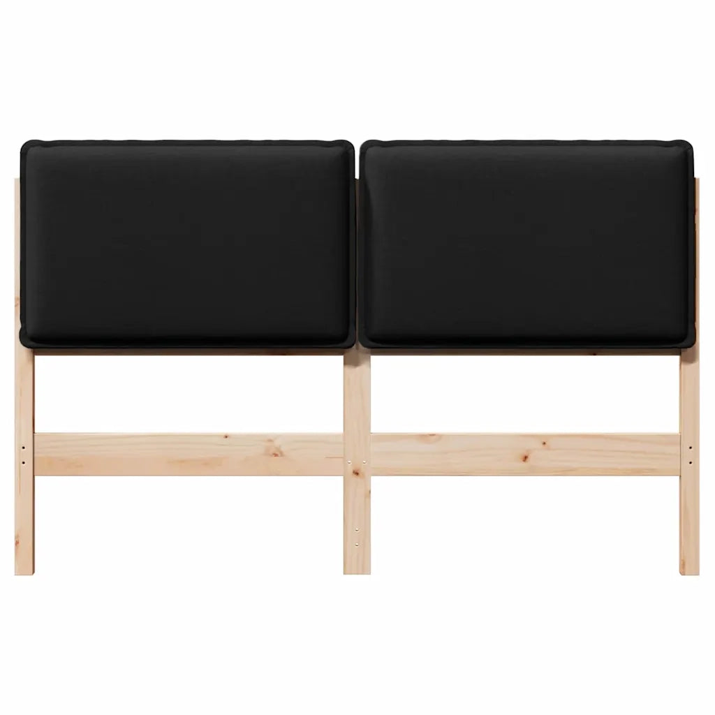 Testiera imbottita Naturale e Nero 150 cm Pino massello