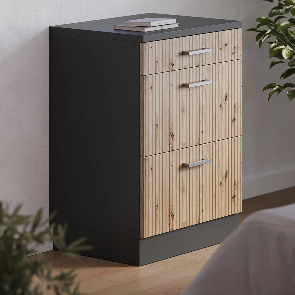 Mobile per mansarda Rion Rovere artigianale/Antracite 60 x 83.8 cm senza inclinazione con 3 cassetti Vicco
