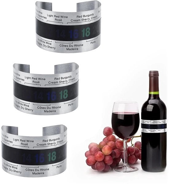 Termometro di Vino in Acciaio Inossidabile - Raggio di Azione 4-24 °C - Diametro 6 cm - Peso 23 gram - Termometro di Vino Elegante - Lettura Istantanea - Termometro di Vino Digitale