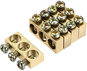 Set di 5 morsetti di terra in ottone con blocco a vite per distribuzione elettrica - 3 posizioni, 25 mm x 5,7 mm x 10 mm