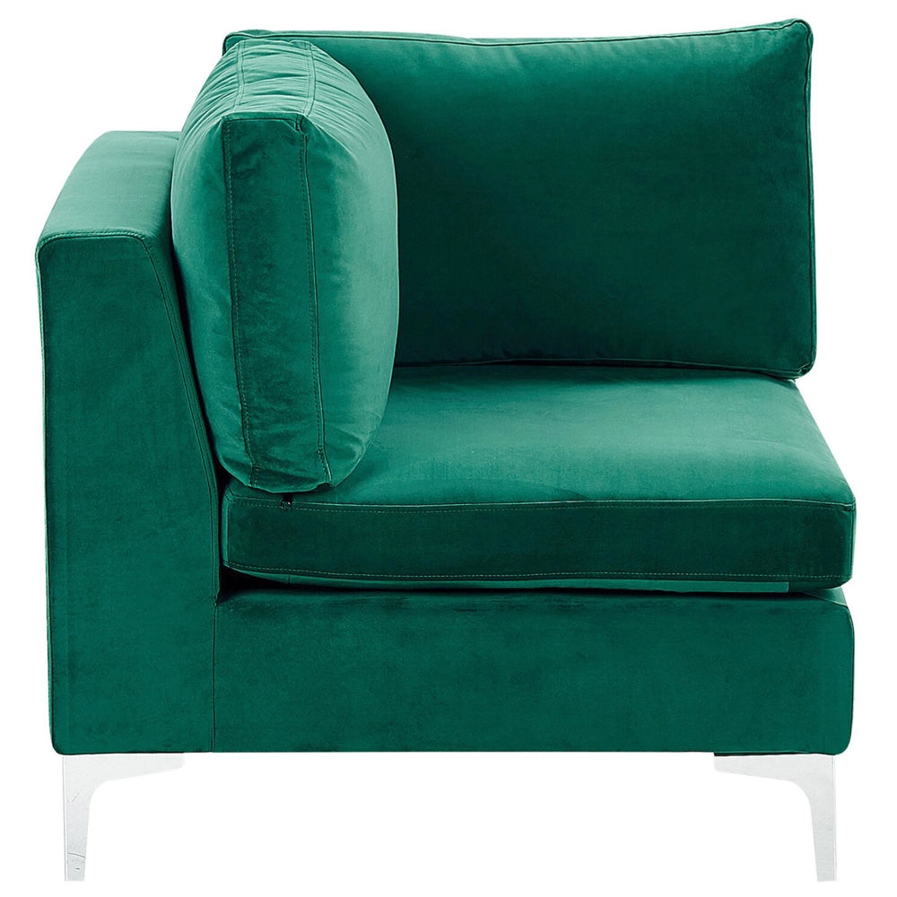 Divano Componibile Velluto Verde 3 Posti Con Gambe In Metallo Argento ottomana Stile Glamour