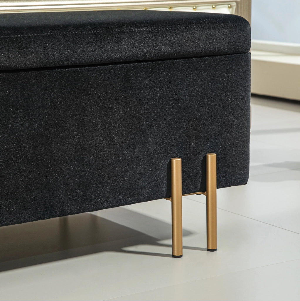 Panca contenitore imbottita nera 100 x 40 x 42 cm