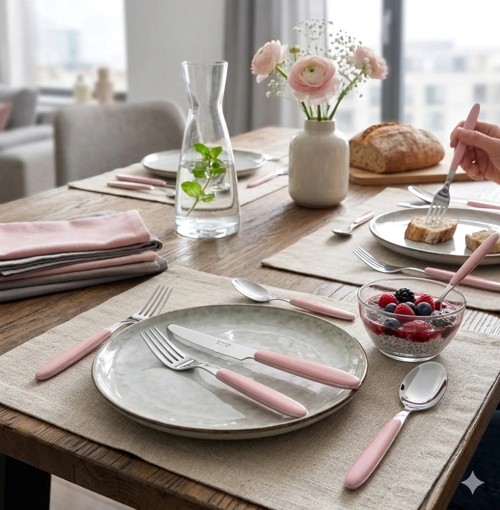 Servizio Set di Posate 24 pezzi in Acciaio Inox Eme Vero Rosa 39