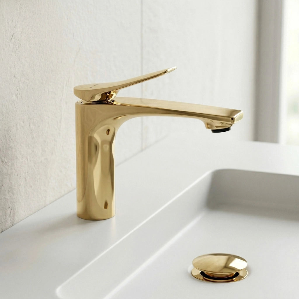 Rubinetto Per Lavabo Premium Rea Vision Gold Low