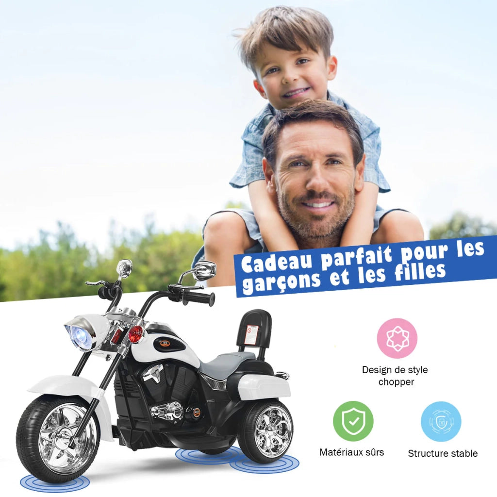 Moto elettrica chopper 91 x 48 x 64 cm 3 ruote stabile e pratica moderna in PP bianco 20_0020864