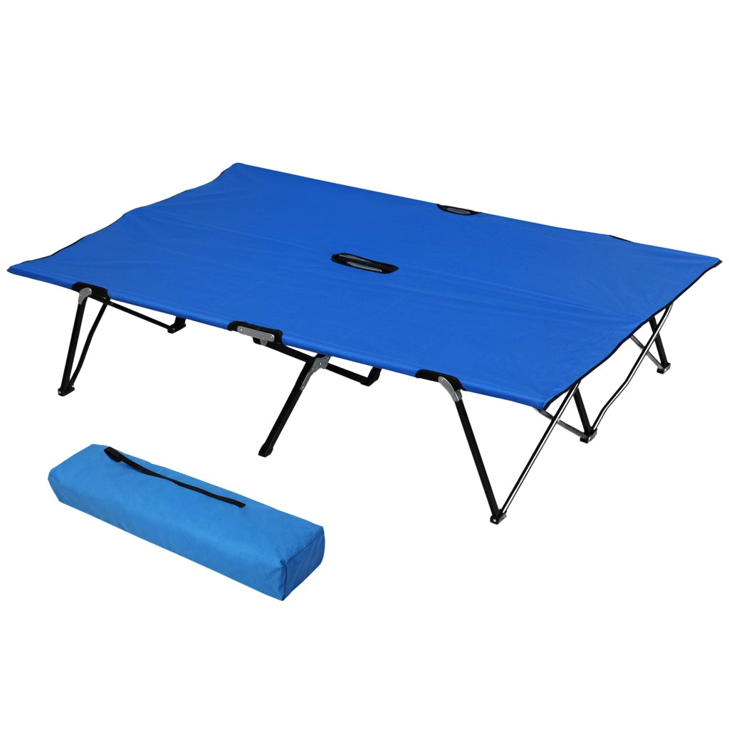 Letto da campo pieghevole per 2 persone ¨C zephmum ¨C blu, nero, acciaio, 193x125x40 cm