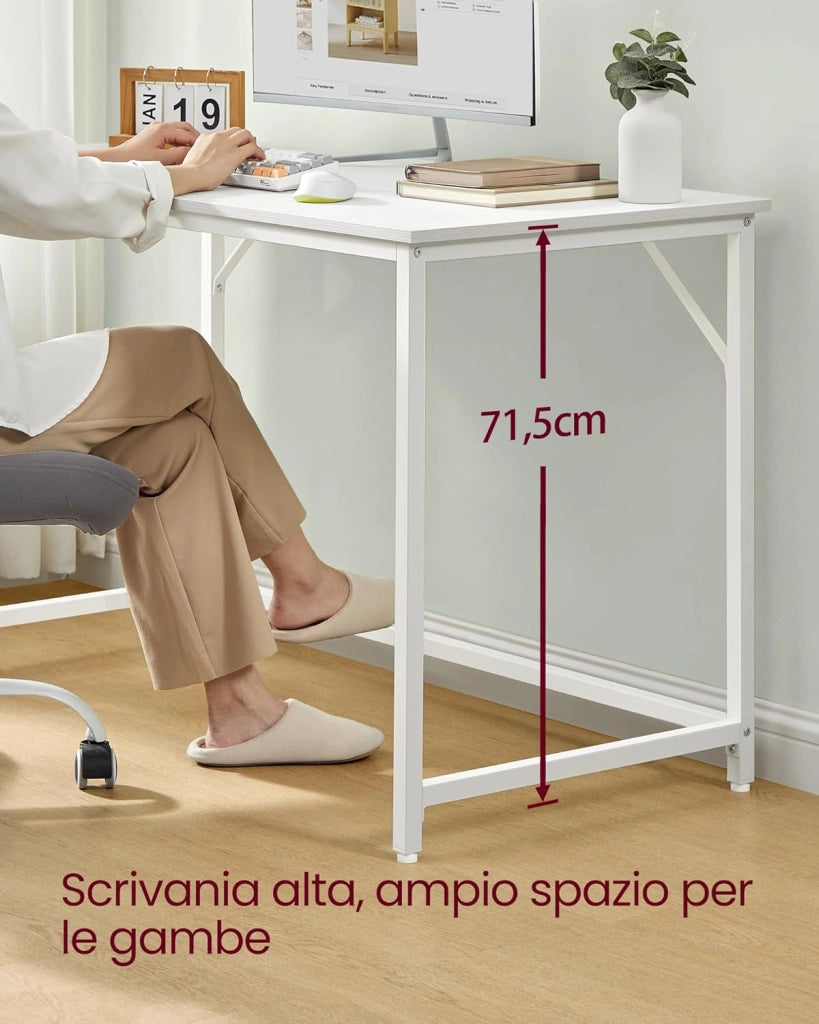 VASAGLE Scrivania per Computer, Postazione Lavoro, 60 x 120 x 76 cm, Scrivania da Ufficio, Studio Camera da Letto Soggiorno, Bianco Acero LWD039W01