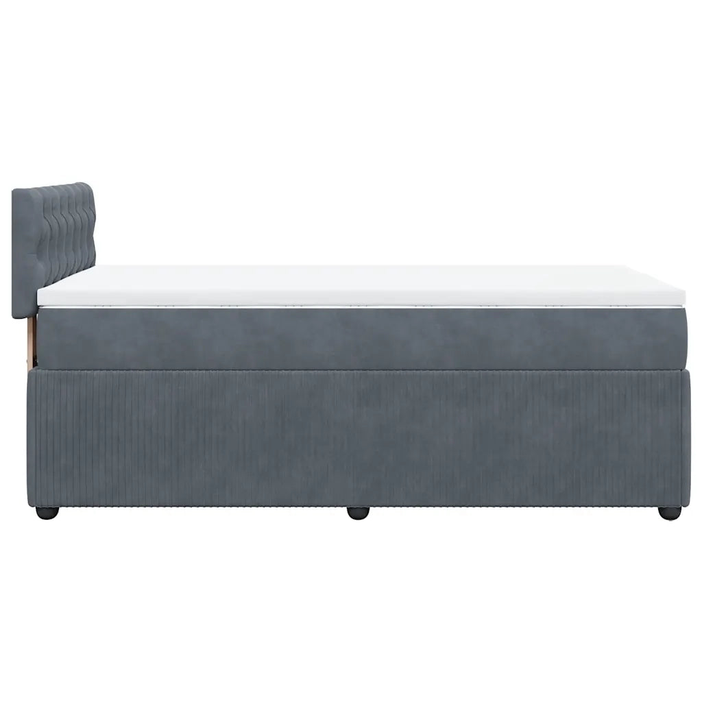 Giroletto a Molle con Materasso Grigio Scuro 90x200 cm Velluto
