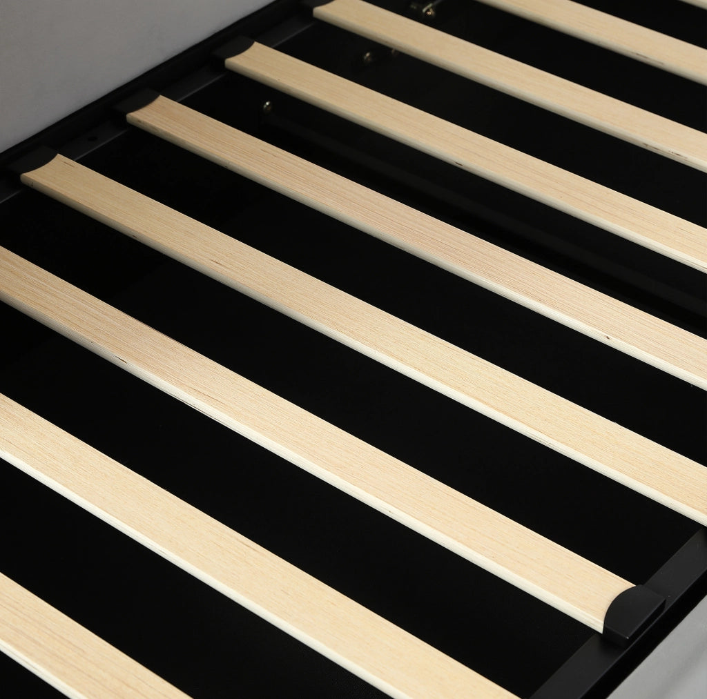 Letto imbottito per bambini con vano contenitore idraulico; velluto; per 2 materassi 90x200 cm
