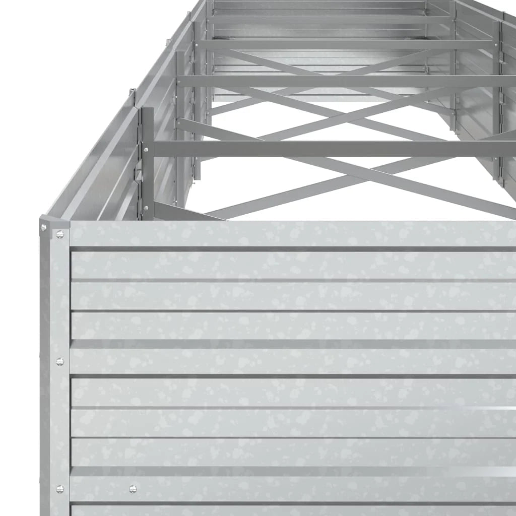 Fioriera rialzata per piante fiori patio giardino 400 x 80 x 45 cm acciaio zincato argento 02_0039446