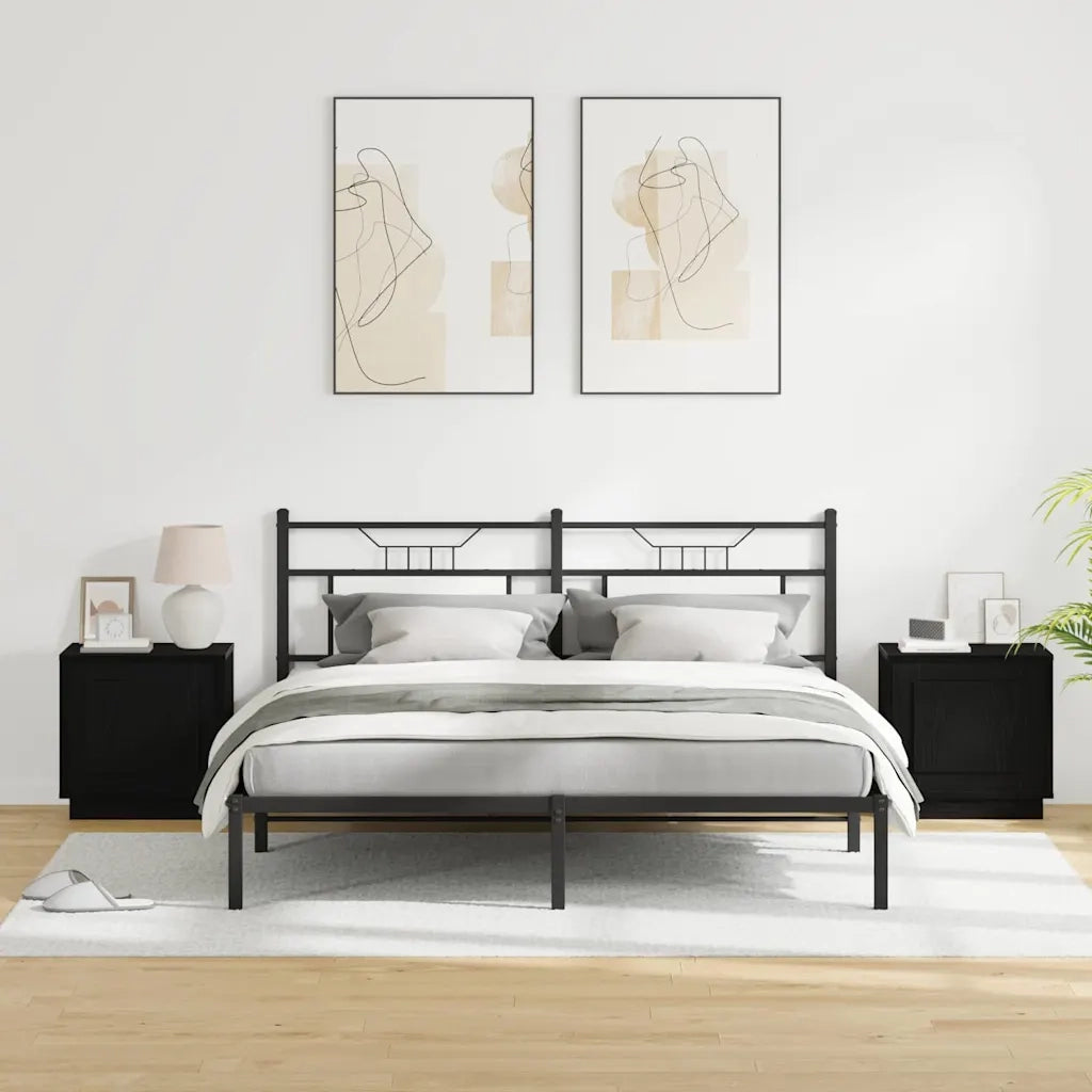 Set di 2 Comodini | Armadio da Notte | Mobiletto da notte Nero 44 x 34,5 x 45 cm Legno multistrato