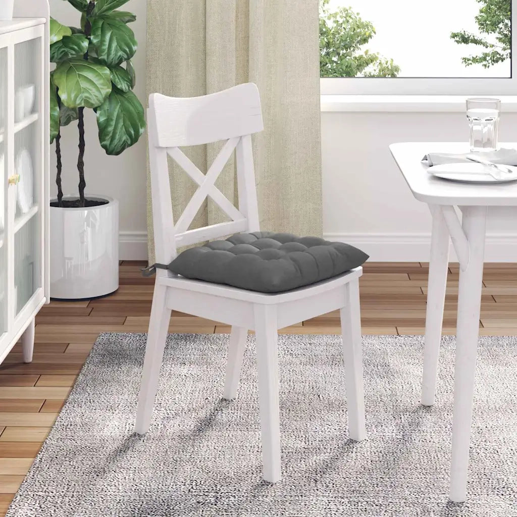 Cuscini per Seduta 4 pz | Cuscini per sedie Grigio scuro 40 x 40 x 6 cm Microfibra