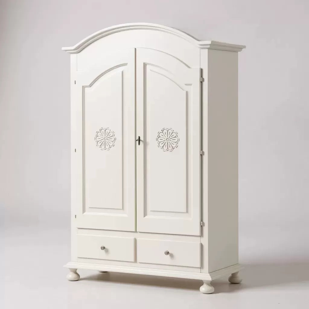 Armadio 2 porte classico in legno bianco opaco 125x61x200 - Mobili 2G