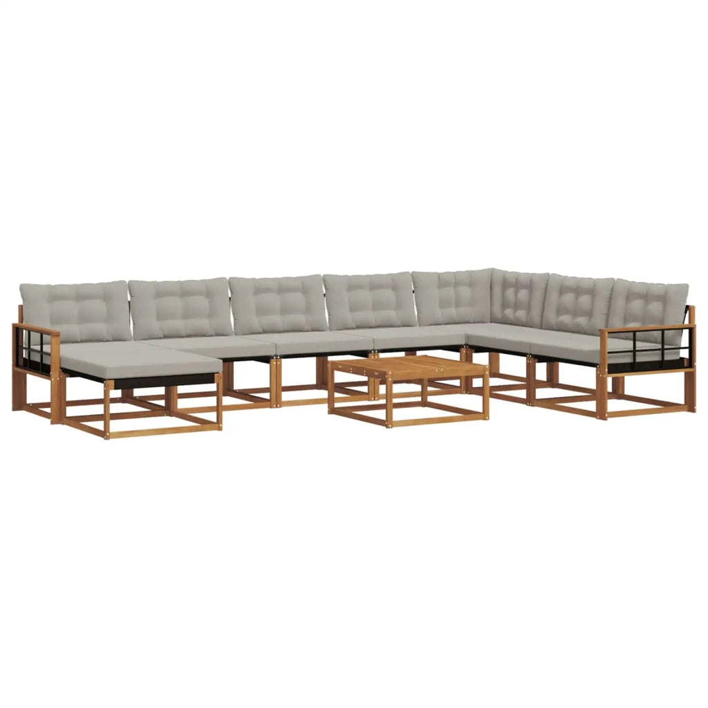 Set di divani da esterno 9 pcs Grigio Naturale e Chiaro 3369774