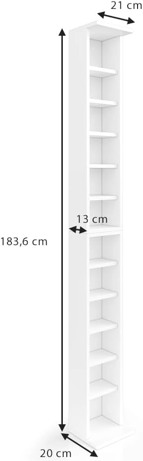 Scaffale porta cd, Bianco, 21 x 91.8 cm Set grande da 2