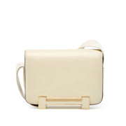 Borsa da donna in vera pelle, borsa a tracolla piccola quadrata, bianca