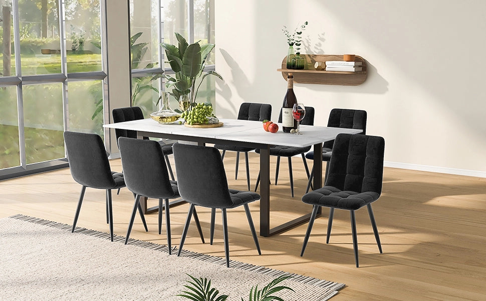 Set da pranzo con tavolo allungabile in MDF bianco