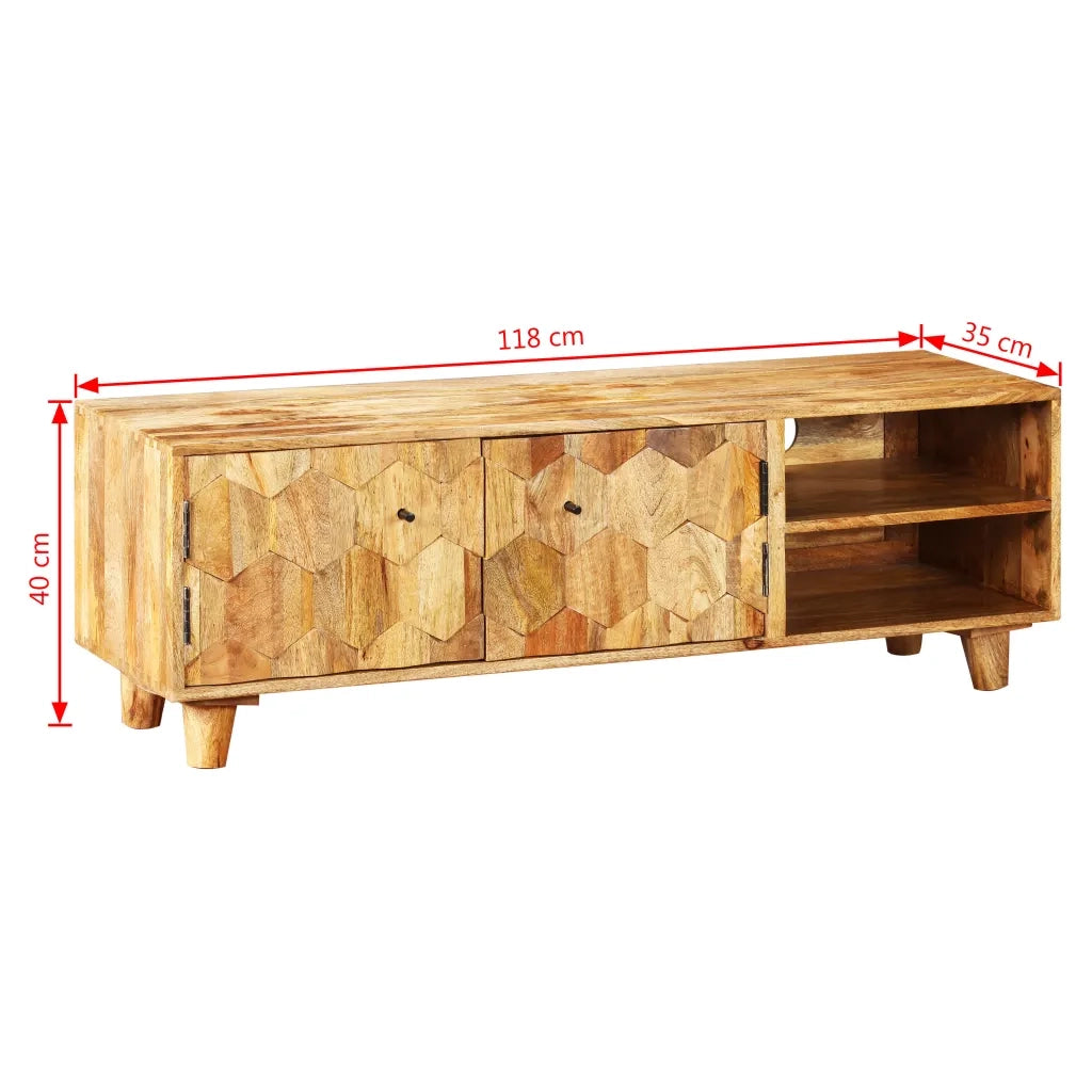 Mobile Porta TV in Legno Massello di Mango 118x35x40 cm 245136