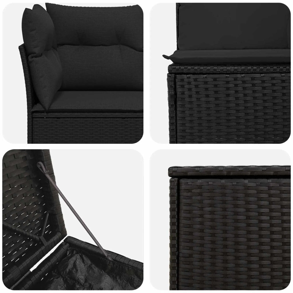 Set di divani 5 pz Nero Rattan sintetico e Acciaio 3447828