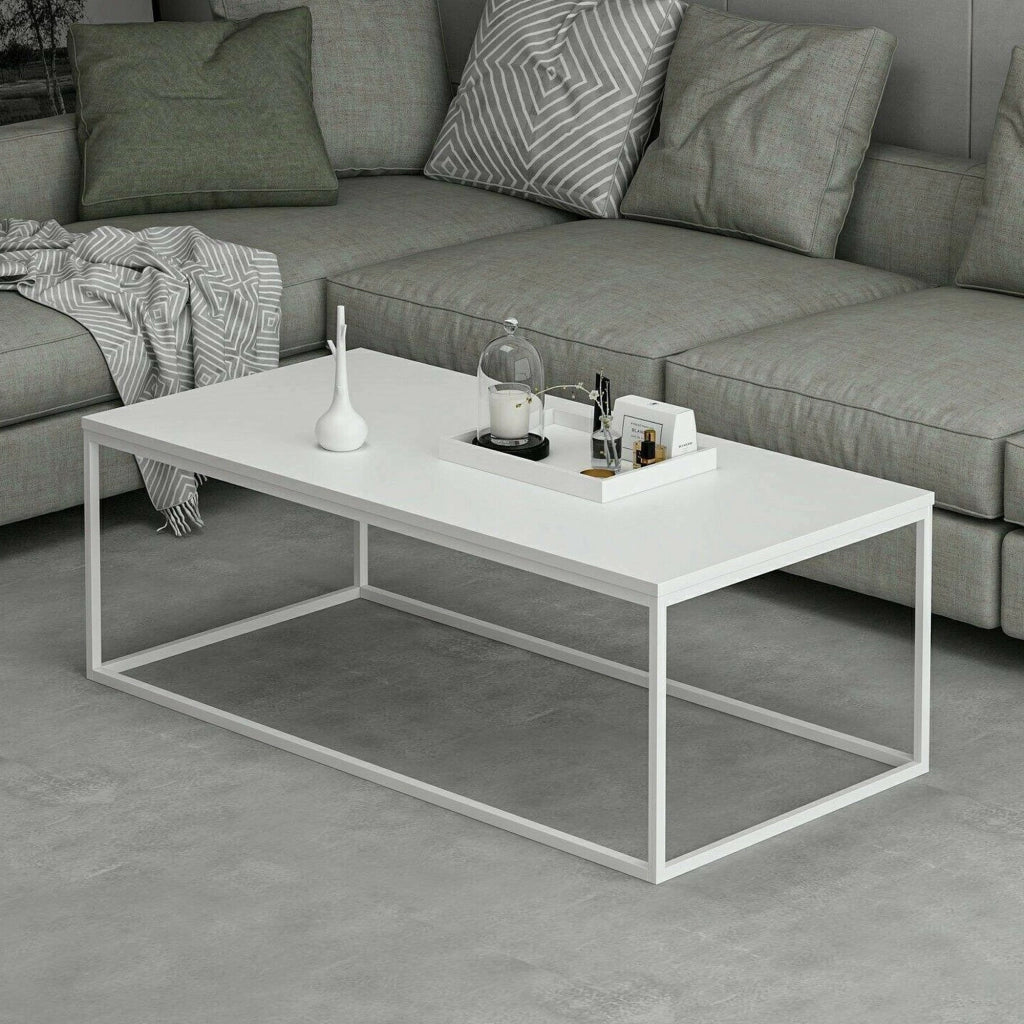 Lazise, Tavolino da Salotto Forma Rettangolare, 60x120x42h cm Bianco