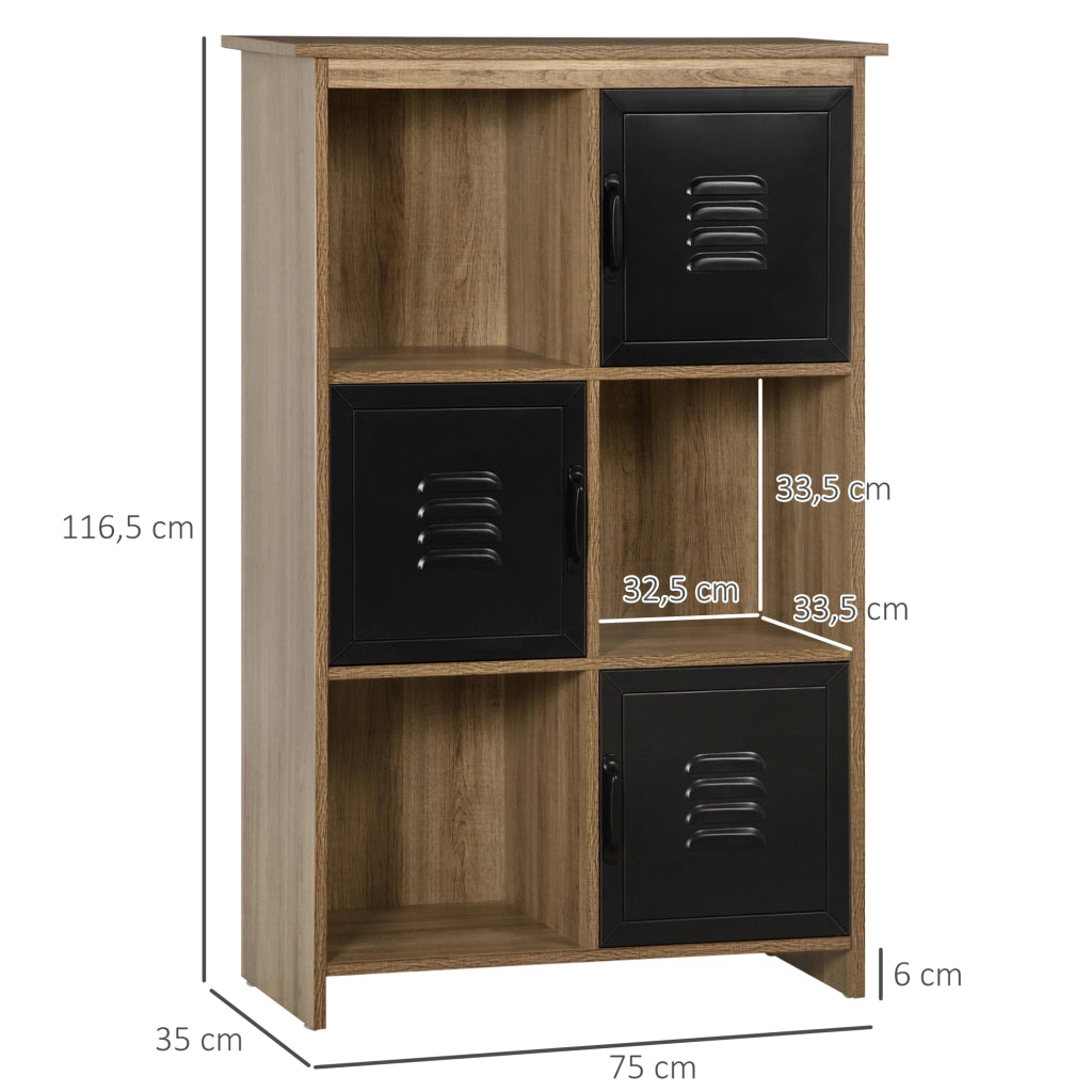 Libreria Design Industriale ¨C zephmum ¨C 3 Ripiani, 3 Cassetti, Legno, Metallo Nero
