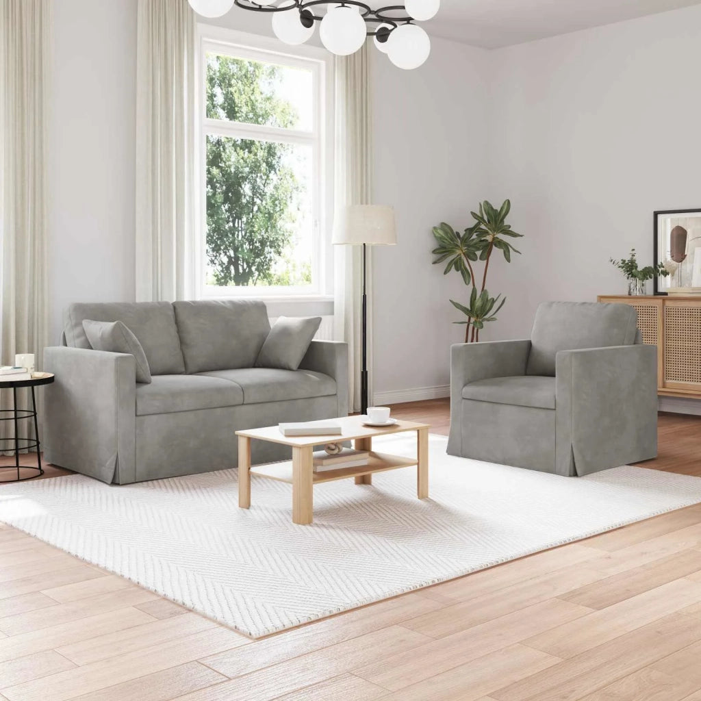 Set di divani 2 pcs Grigio chiaro 138 x 78 x 80 cm Velluto 3407507