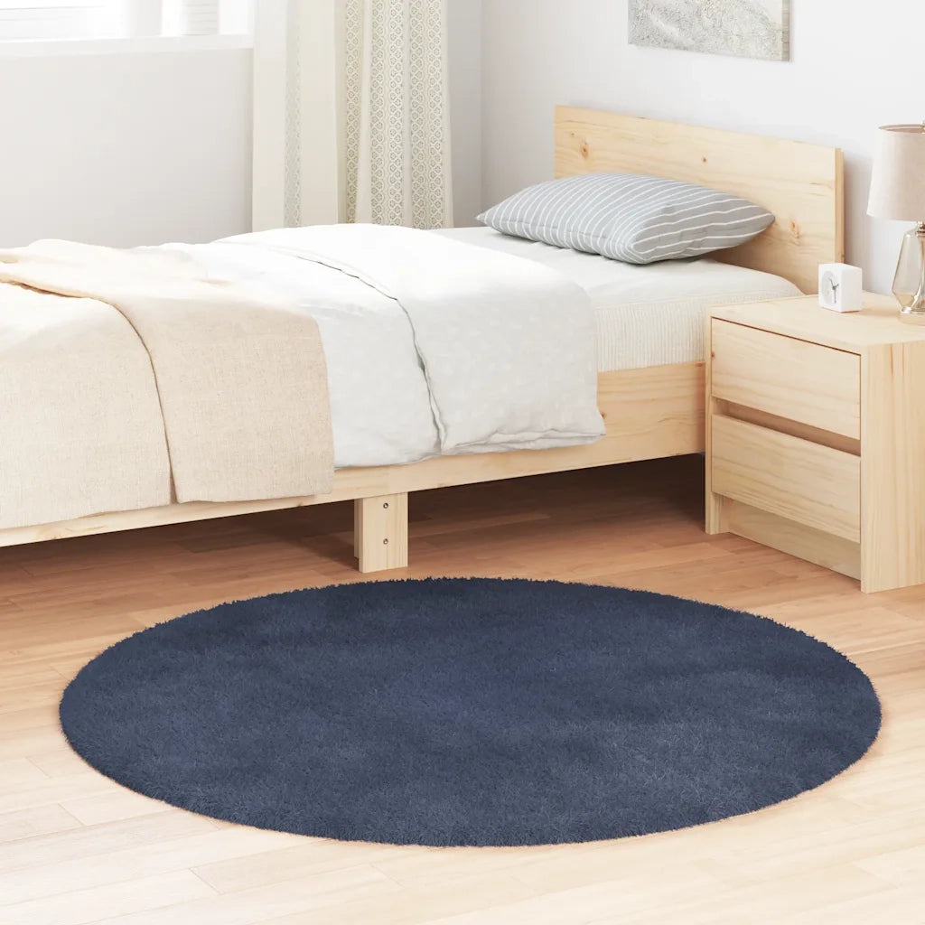 Tappeto Shaggy a Pelo Lungo NAVARRA Blu Marino 120x120 cm