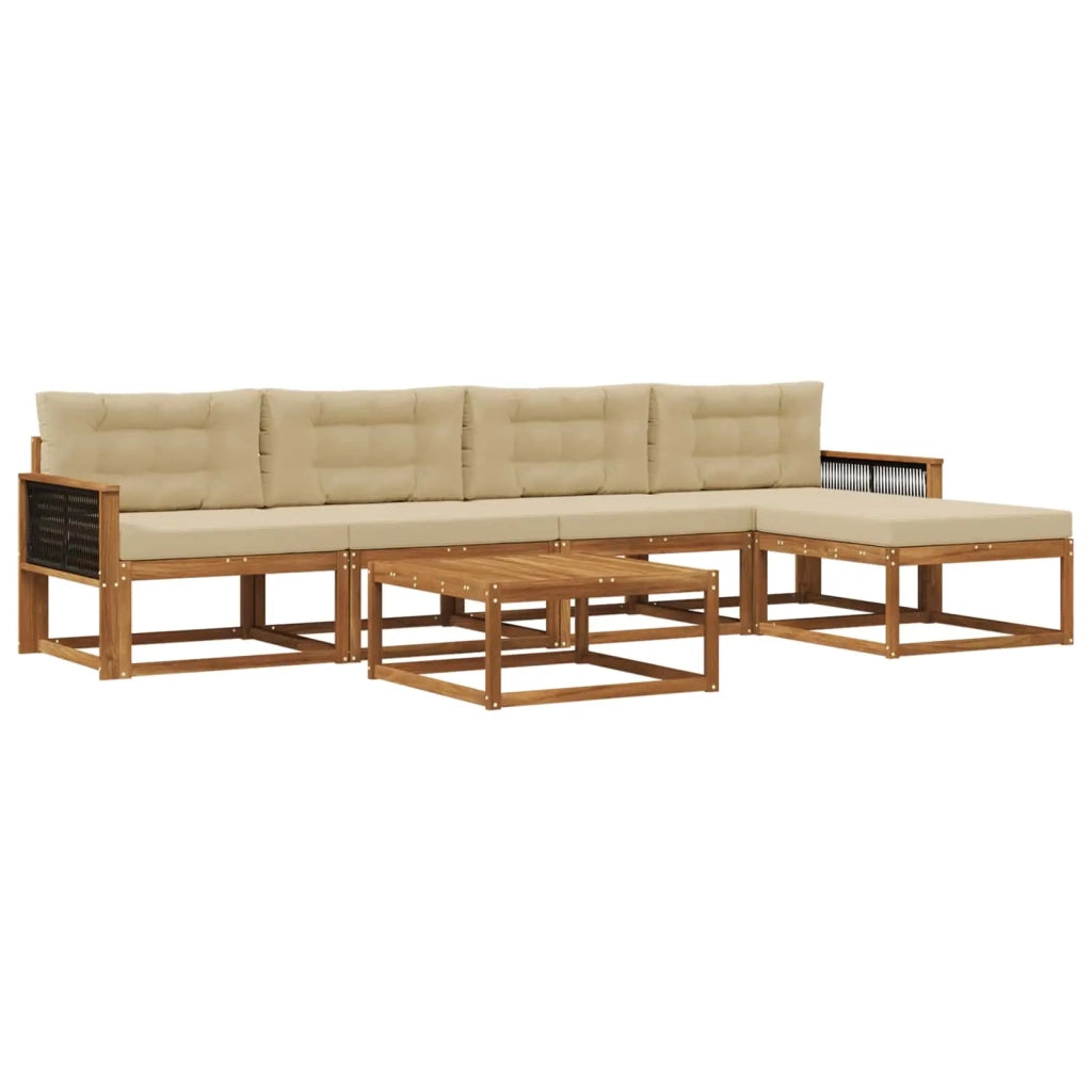 Set di divani da esterno con cuscino 6 pcs Naturale e Beige