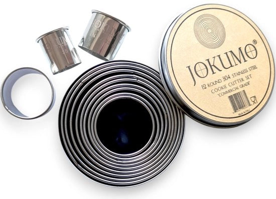 Set di 12 forme per biscotti e panini rotondi in acciaio inossidabile 18/8 304 – marchio di dimensione – Ideale per gli appassionati di cucina