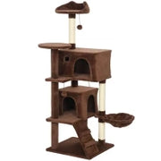 Tiragraffi per Gatti 140 cm con Piattaforme Letto Amaca Scala Pali in Sisal Marrone