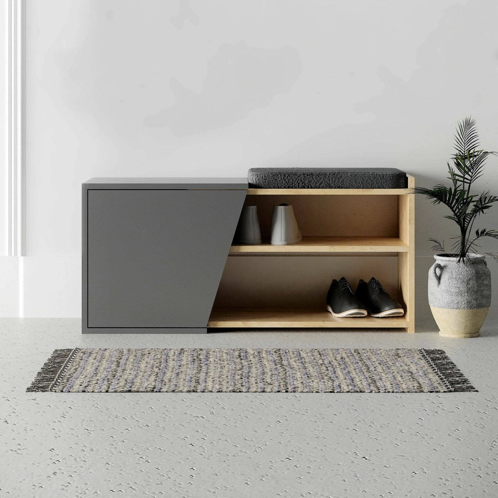 Mobile Portascarpe Neneng, Scarpiera 2 Ripiani, 104x47x37h cm Marrone Quercia