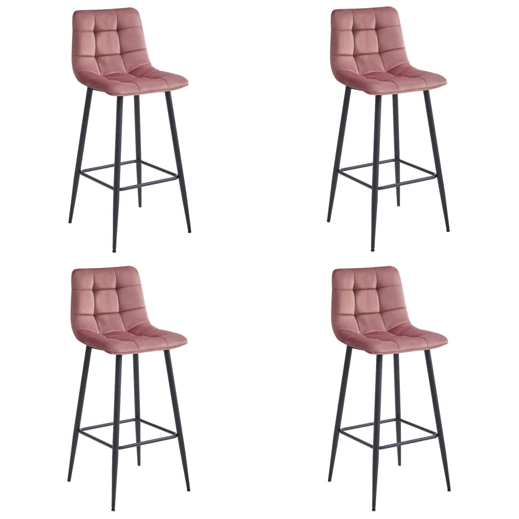 Set di 4 sgabelli da bar Valora LIVI - velluto rosa scuro / gambe nere