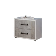 Comodino grigio cemento 2 cassetti in legno nobilitato 36x52xh 43