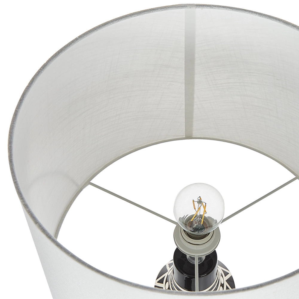 Lampada da tavolo Base in ceramica nera 68 cm Paralume in tessuto bianco Lampada da comodino classica